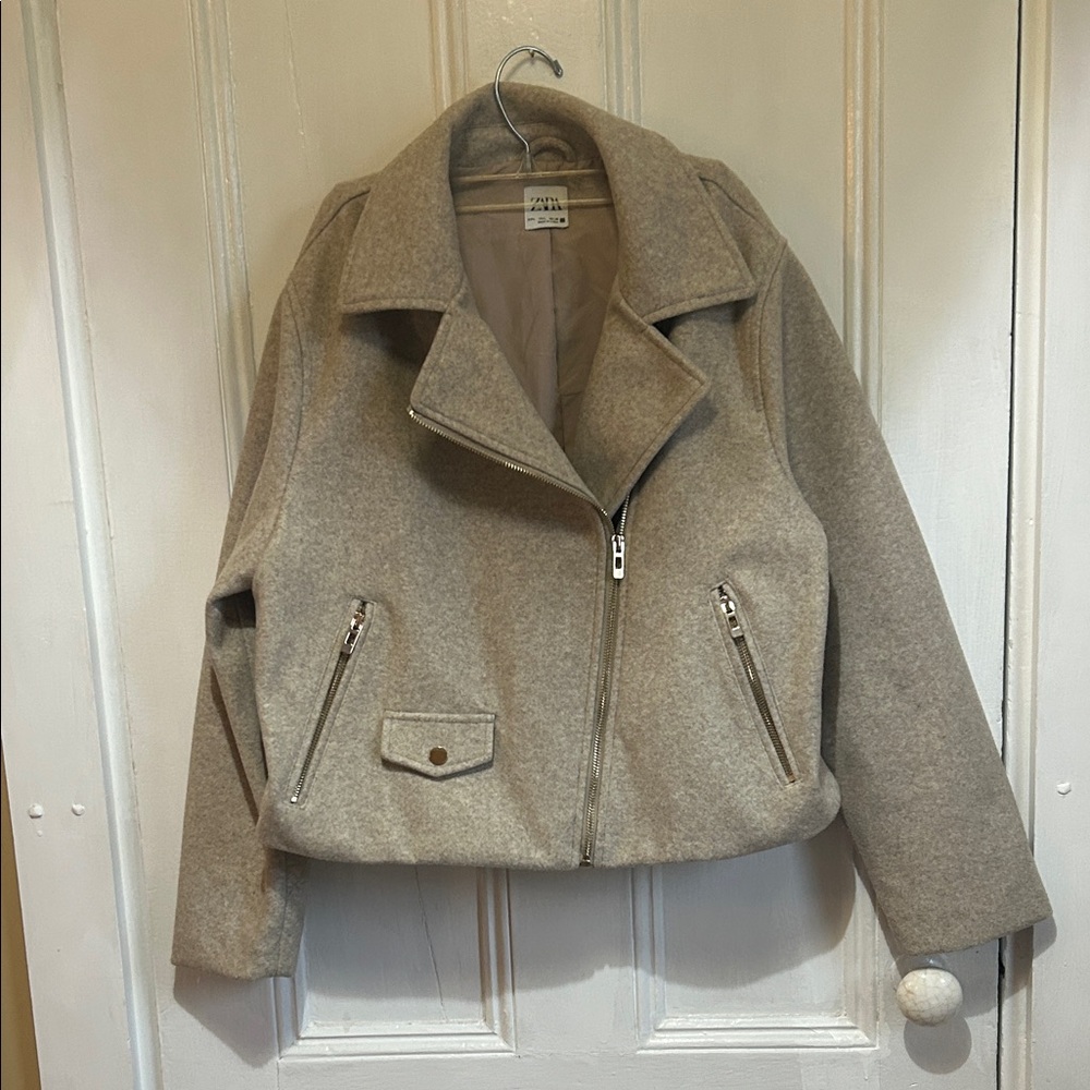 Zara Beige Wool Utility Jacket